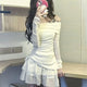 White Off Shoulder Shirt & Skirt