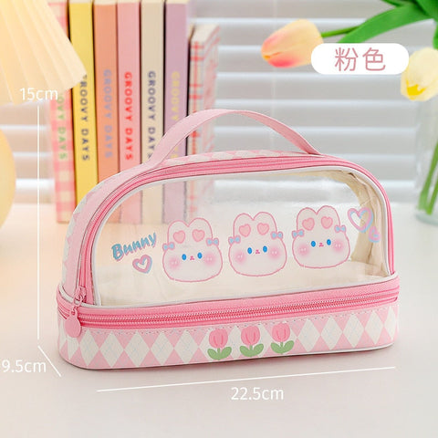 Double-Layer Transparent Pencil Bag