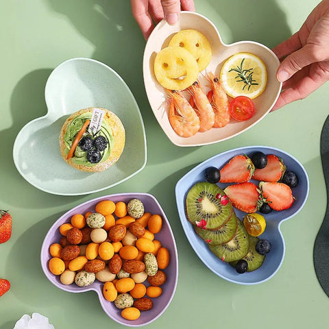 Heart Shaped Snack Plates Set