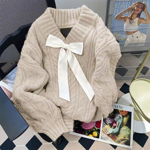 Sweet V-Beck Bow Sweater