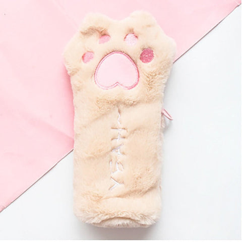 Plush Cat Paw Pencil Bag
