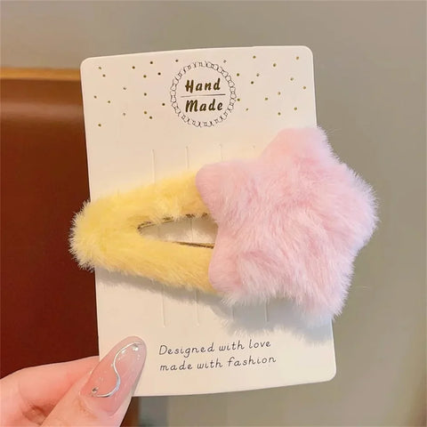 Plush Star Pastel Hair Clips