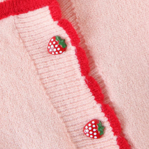 Pink Cherry & Strawberry Cropped Cardigan