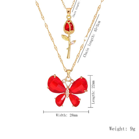 Enchanting Butterfly Rose Necklace