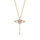 Pink Crystal Heart Angel Wings Pendant Necklace