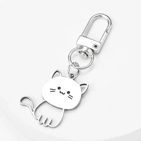 Silvery Cat Kawaii Keychain