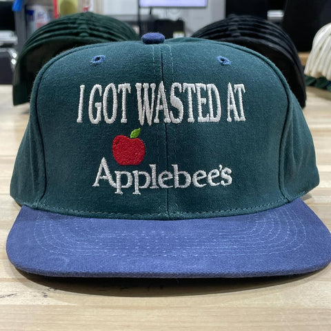 I Got Wasted at Applebees My Vintage Mid Green Crown Funny Strapback Cap Hat Custom Embroidered