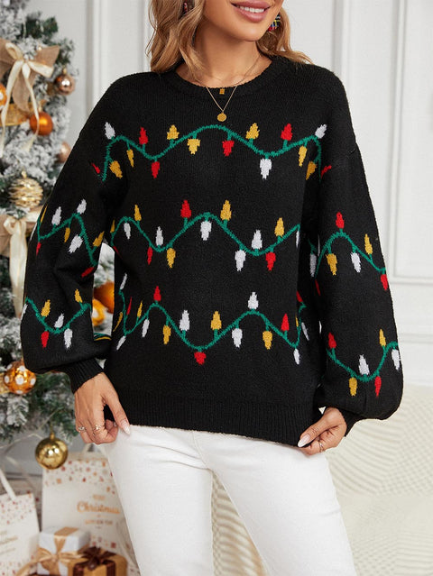 Sweet Colorful Pattern Loose Christmas Sweater | NCS