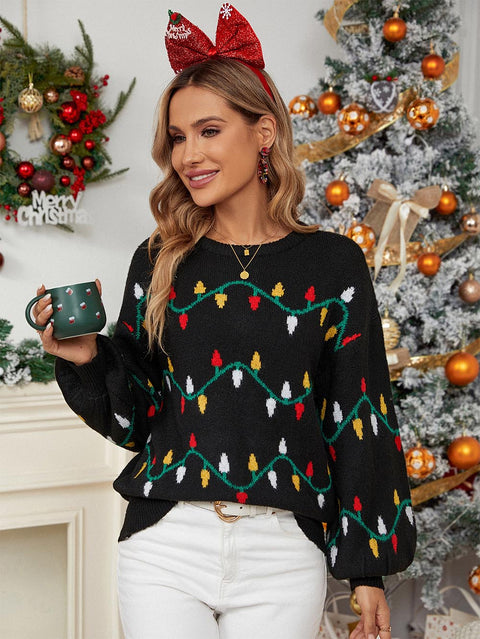 Sweet Colorful Pattern Loose Christmas Sweater | NCS