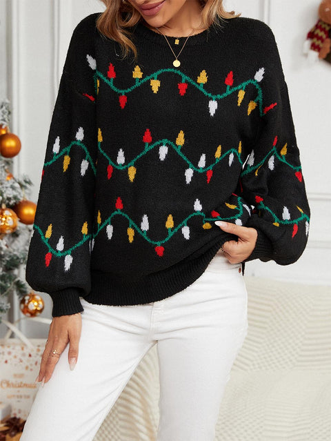 Sweet Colorful Pattern Loose Christmas Sweater | NCS