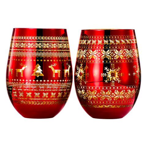 Crystal Christmas Tree Wine & Water Glasses - Set of 2