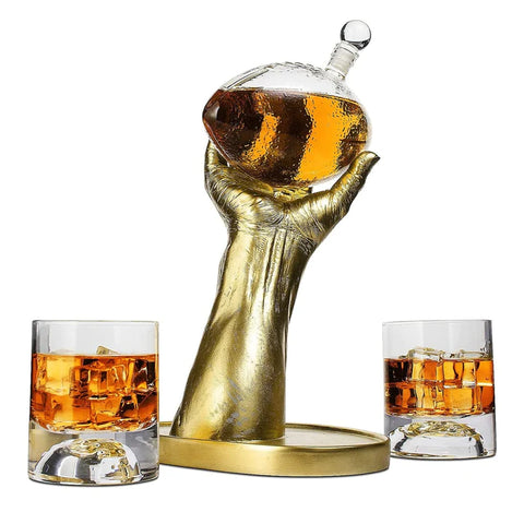 Football Decanter with 2 Football Whiskey & Wine Glasses