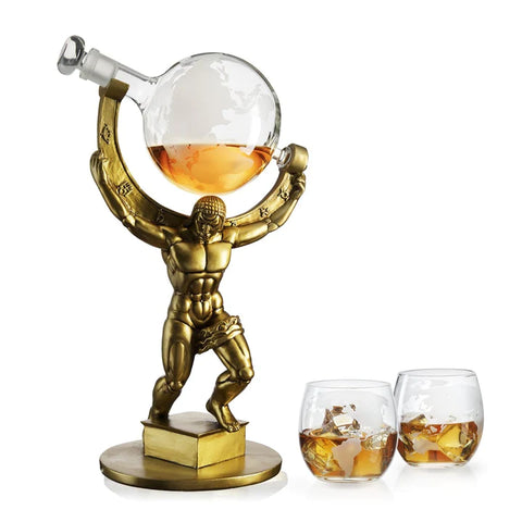 Atlas Bronze World Whiskey Decanter Globe