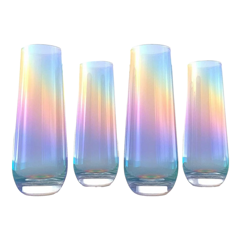 Iridescent Luster Pearl Radiance Set of 4 Wine Glasses 10oz