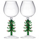 Crystal Green Christmas Tree Wine Glasses - Set of 2