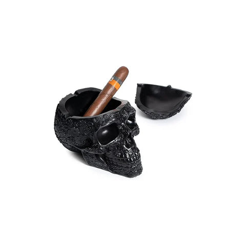 Spooky Human Skull Ashtray with Cover