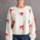 Women Cute Red Bow Decor Christmas Sweater | NCS
