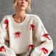 Women Cute Red Bow Decor Christmas Sweater | NCS