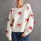 Women Cute Red Bow Decor Christmas Sweater | NCS