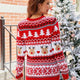 Women's Reindeer Jacquard Casual Pullover Christmas Sweater  | NCS
