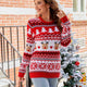 Women's Reindeer Jacquard Casual Pullover Christmas Sweater  | NCS