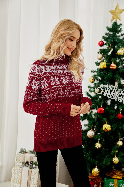 Women's Snowflake Jacquard Turtleneck Christmas Sweater | NCS