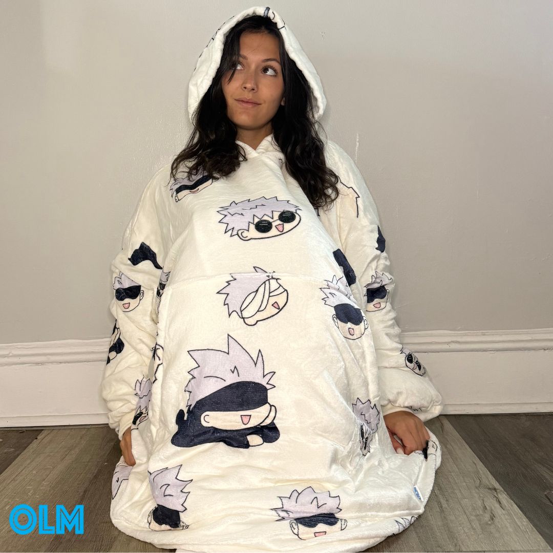 Jujutsu Kaisen Gojo Wearable Blanket Hoodie for Adults & Kids