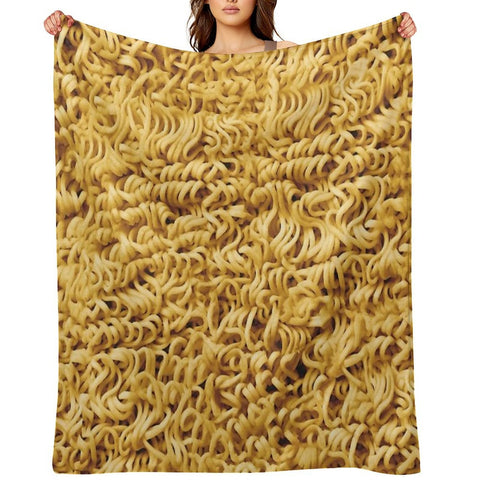 Seamless Ramen Noodle Pattern Throw Blanket