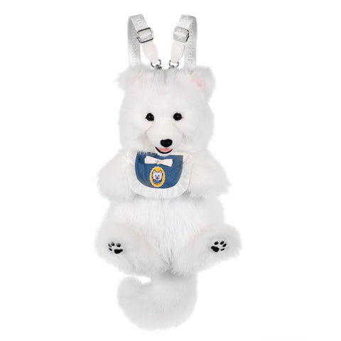 Fluffy Samoyed Backpack - Realistic White Cloud Cozy