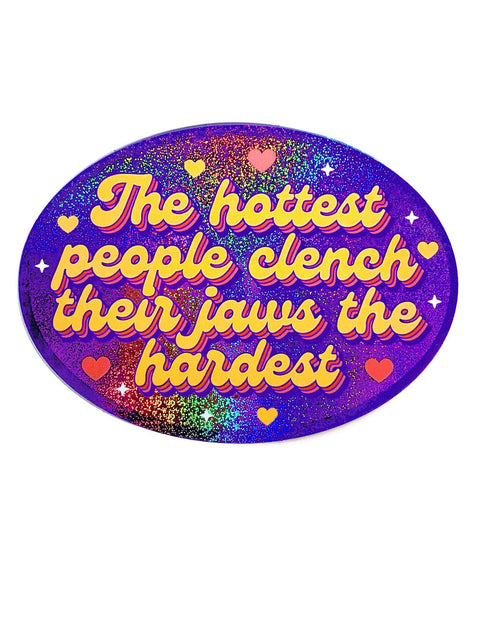 Holographic Glitter Sticker- Hottest Clench Jaws Retro Oval Sticker