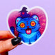 Funny Vinyl Sticker – Demon Kitty – Glitter Holographic Sticker