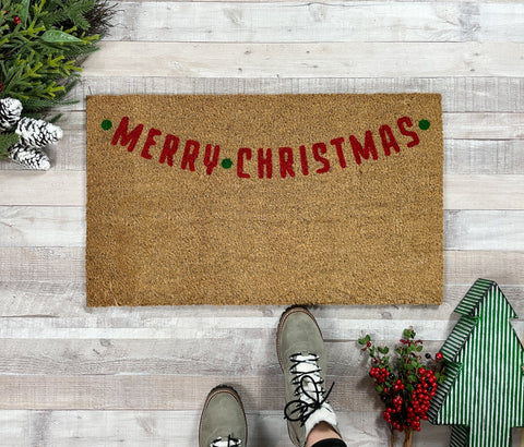 Retro Style Merry Christmas Doormat