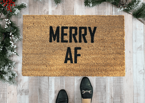 MERRY AF Funny Christmas Doormat