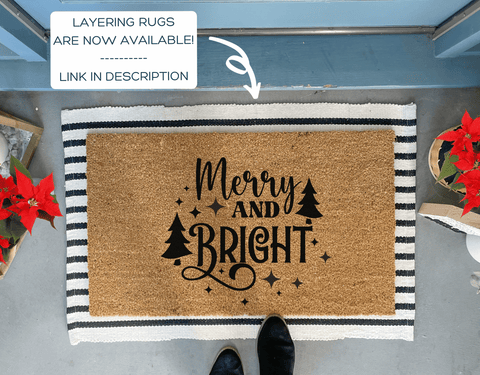 Merry and Bright Outdoor Christmas Doormat