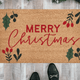 Merry Christmas Doormat with Greenery