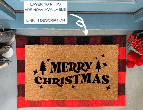 Merry Christmas Doormat with Trees