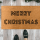 Retro Style Merry Christmas Doormat, Geometric Text