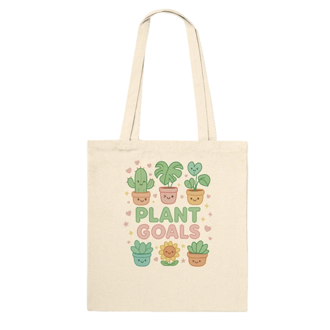 Kawaii "Plant Goals" Plant Lover's Tote Bag