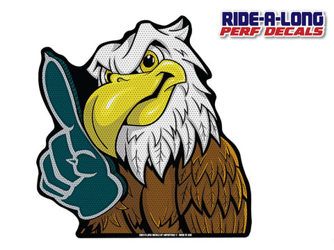 *NEW* Eagle Mascot #1 Foam Finger *RIDE A LONG* Perforated Decal