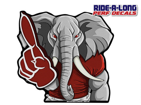 *NEW* Elephant Mascot #1 Foam Finger *RIDE A LONG* Perforated Decal