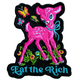 Eat the Rich” Pink Deer Patch – Anti-Capitalist Iron-On Embroidered Statement Patch