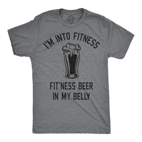 Funny Dark Heather Grey Fitness Beer In My Belly Mens T Shirt Nerdy Saint Patrick's Day Beer Fitness Tee