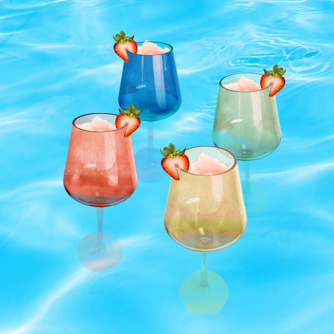 Set of 8 Floating Wine Glasses for Pool and Beach