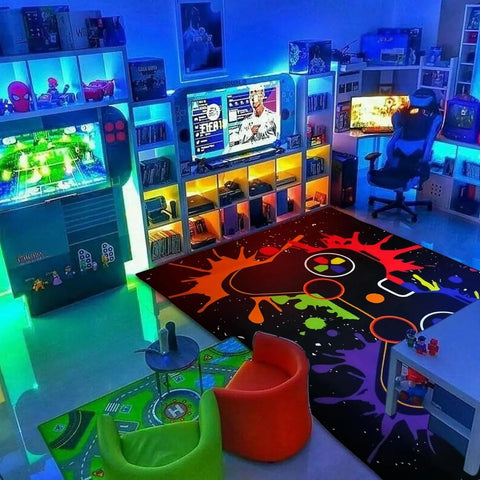 Gaming Area Rug – Large Teen Boys Carpet With Game Controller Design, Non-Slip Mat