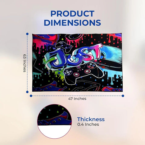 Gaming Area Rug – Large Teen Boys Carpet With Game Controller Design, Non-Slip Mat