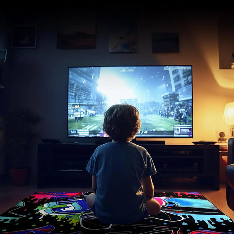 Gaming Area Rug – Large Teen Boys Carpet With Game Controller Design, Non-Slip Mat