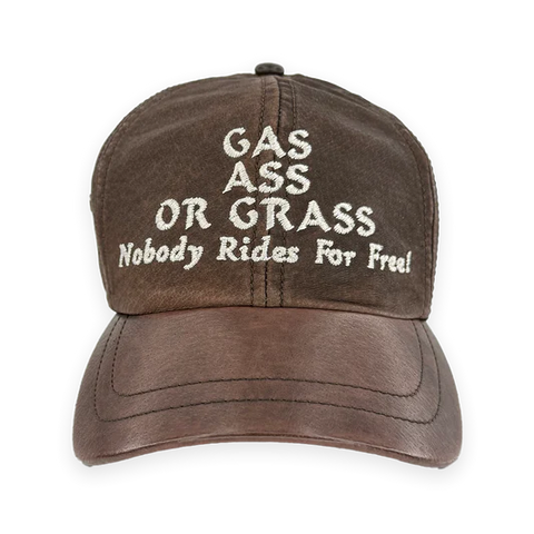 Gas Ass or Grass Embroidered Leather Hat