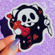 Ghost Kitty Horror Chibi Halloween Glitter Vinyl Sticker