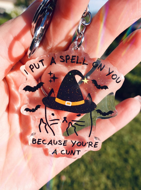 I Put A Spell On You Mean Kitty Acrylic Keychain