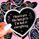 Funny Vinyl Sticker – Bad at Everything – Heart Shaped Waterproof Sad Girl Decal